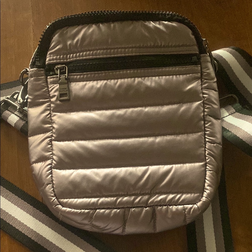 NWOT Think Royln Mini Crossbody Should Bag - Metallic Pewter